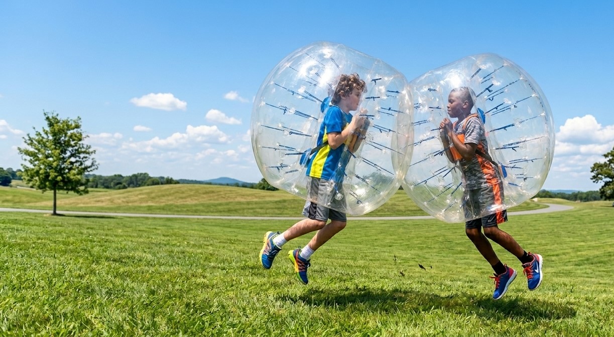 bubble ball kids playing soccer party game
